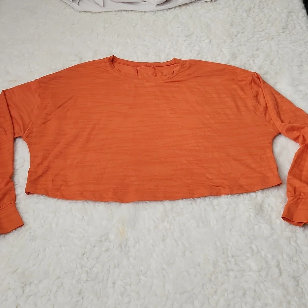 Lululemon Muscle Long Sleeve Shirt *Tiger Mesh Size 10 Warm Coral